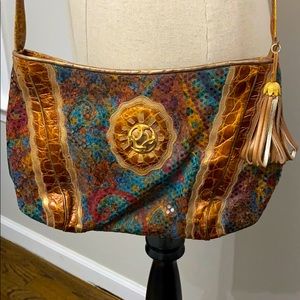 Vintage Sharif Crossbody Leather and Fabric Bag